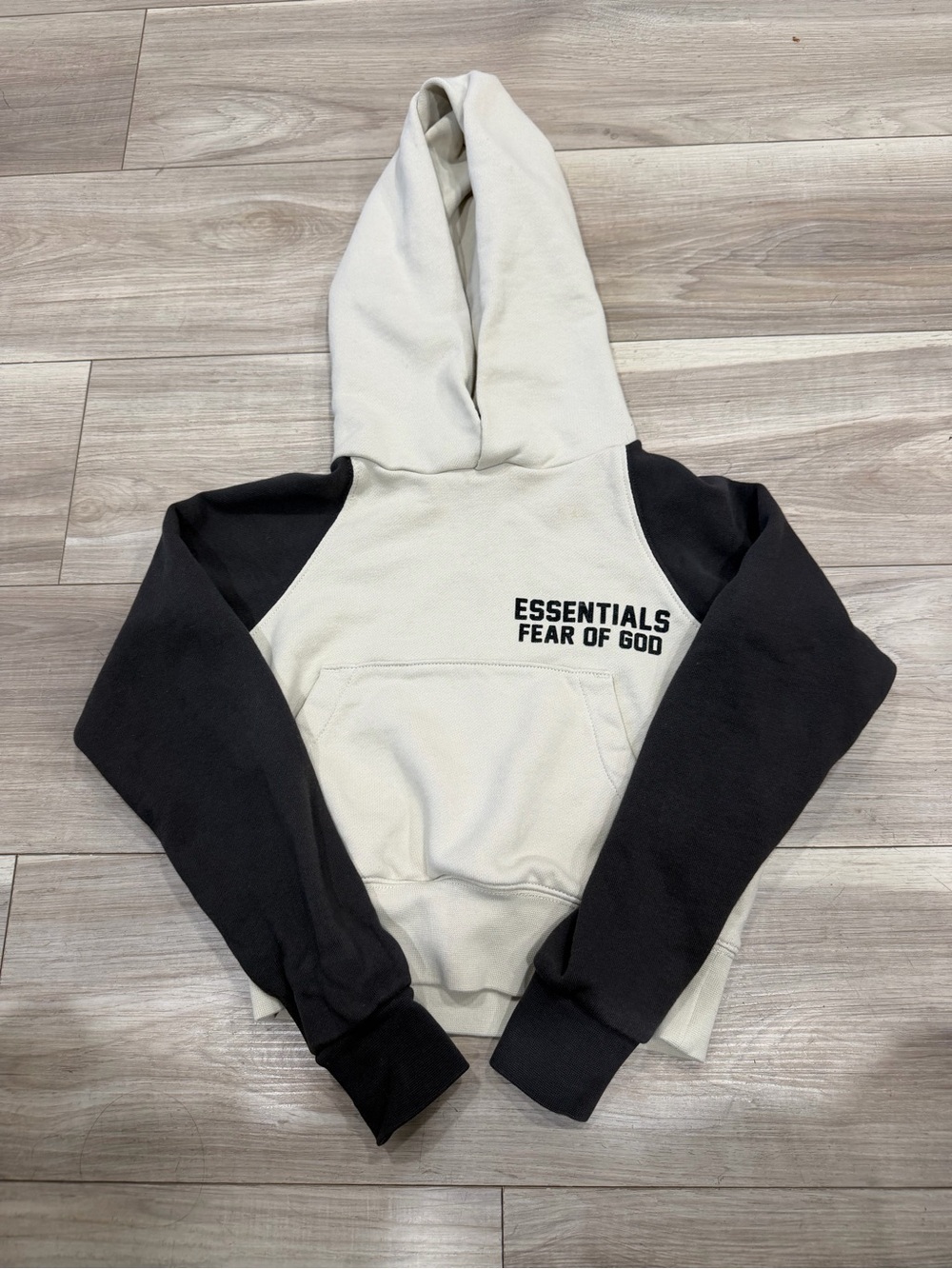 Fear of God ESSENTIALS Two-Tone Hoodie — Cream & Black